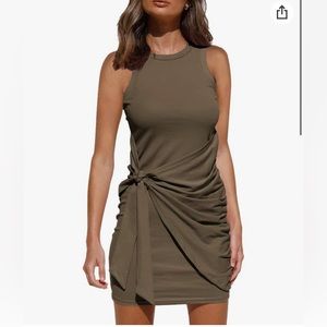 Women's Summer Casual SleevelessDress Bodycon Ruched Tie Waist Mini Dresses